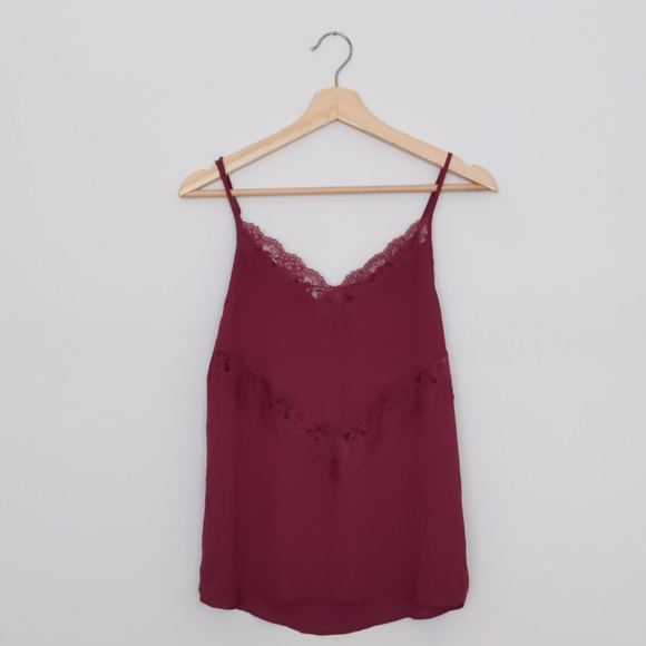 ARITZIA Babaton lace burgundy camisole tank top - Picture 2 of 7